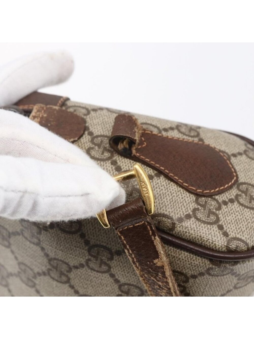 Authentic GUCCI GG Supreme Web Sherry Line Bag PVC Beige Gold 56 02 087 - Picture 16 of 16